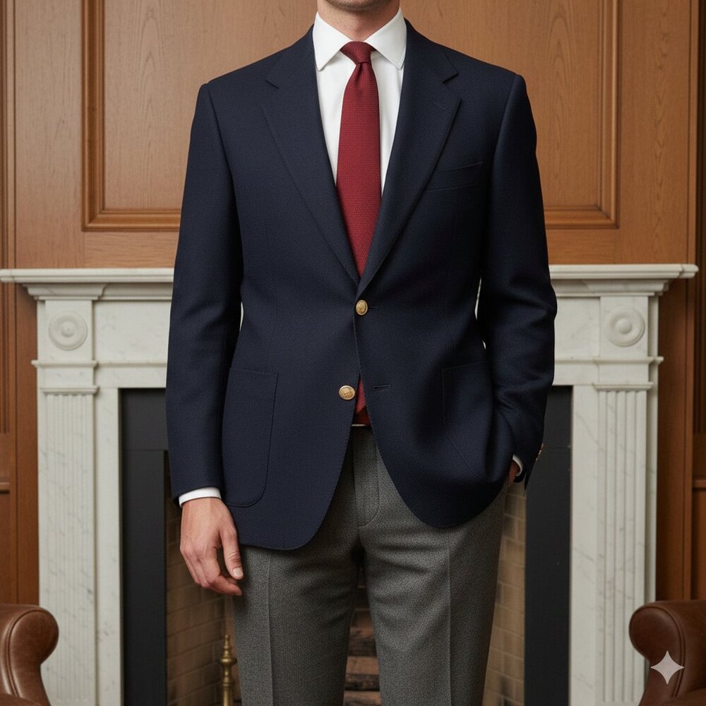 Bartolini Navy Blue 100% Cashmere Men's 2 Button Size 44R Sport Blazer Coat